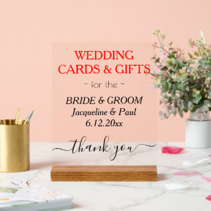 Red Wedding NAMES Cards gibt Clear Acrylschild