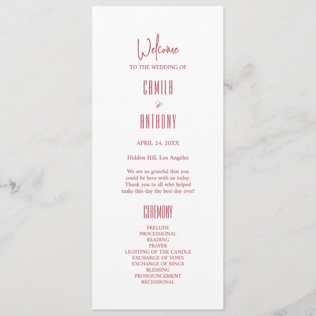 Red Wedding Programm (Vorderseite)