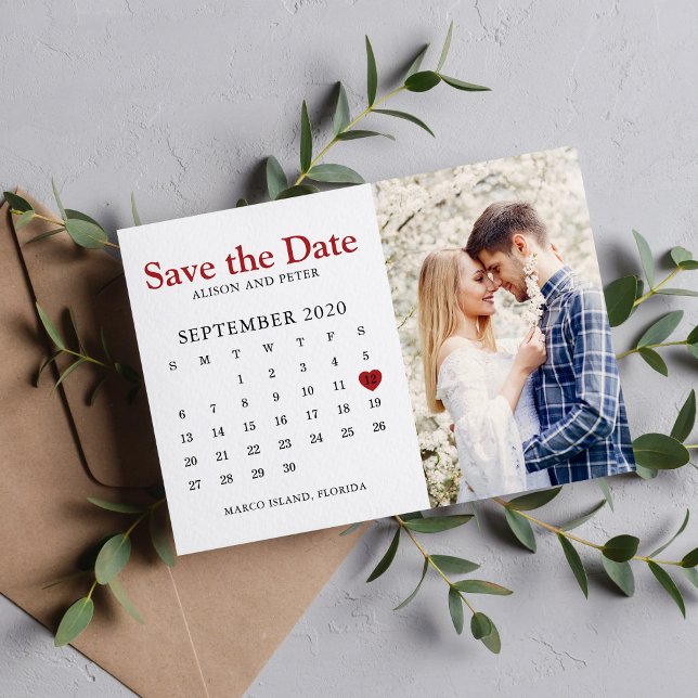 Red Wedding Save the Date Calendar Foto (Von Creator hochgeladen)