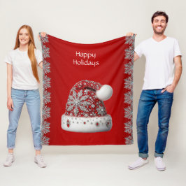 Red Weihnachtsmannmütze Holiday Fleece Blanket