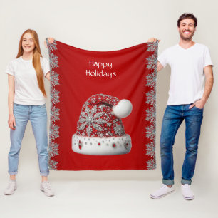Red Weihnachtsmannmütze Holiday Fleece Blanket