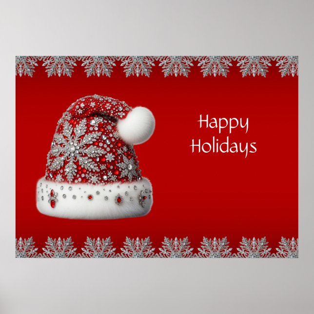 Red Weihnachtsmannmütze Holiday Poster (Vorne)