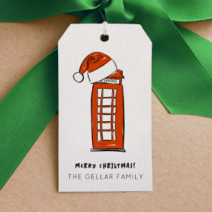 Red Weihnachtsmannmütze London Telefonbox Geschenkanhänger