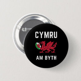 Red Welsh Dragon Cymru Roots Rugby Fan Wales Flagg Button