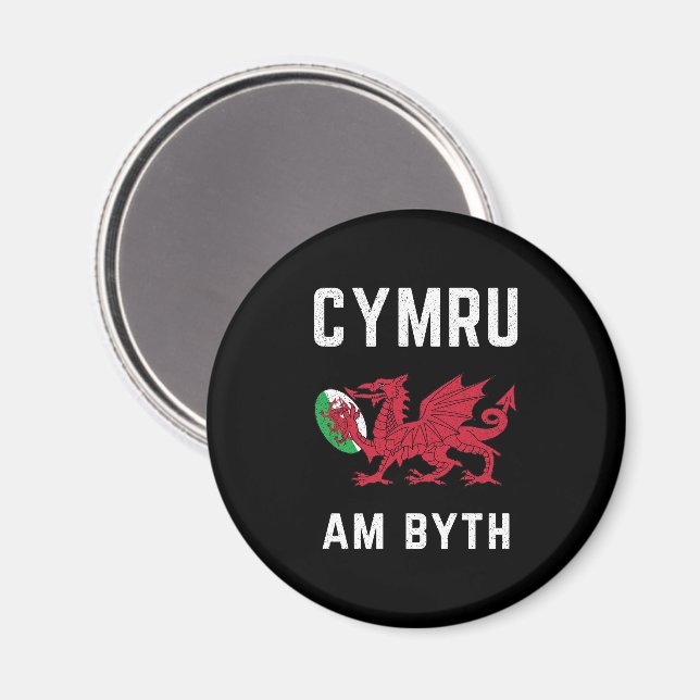 Red Welsh Dragon Cymru Roots Rugby Fan Wales Flagg Magnet (Vorderseite/Rückseite)
