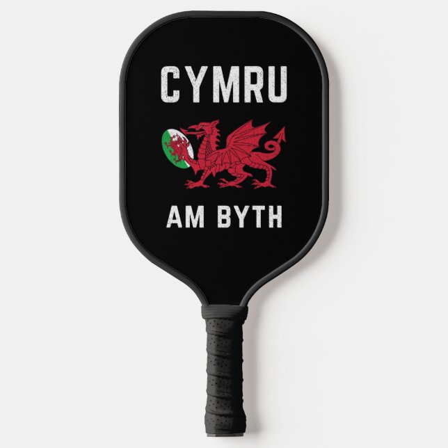 Red Welsh Dragon Cymru Roots Rugby Fan Wales Flagg Pickleball Schläger (Vorderseite)