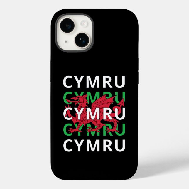 Red Welsh Dragon Cymru Wiederholung Text Wales Roo Case-Mate iPhone Hülle (Rückseite)