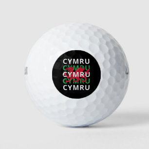 Red Welsh Dragon Cymru Wiederholung Text Wales Roo Golfball