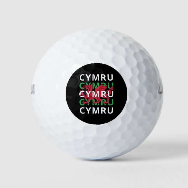 Red Welsh Dragon Cymru Wiederholung Text Wales Roo Golfball (Vorderseite)