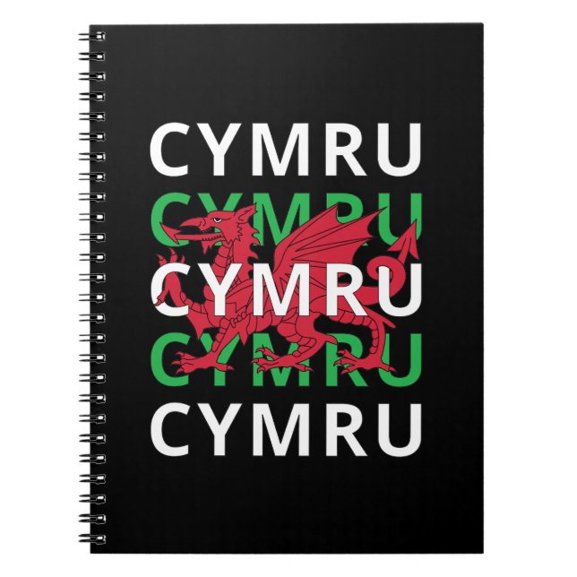 Red Welsh Dragon Cymru Wiederholung Text Wales Roo Notizblock (Vorderseite)