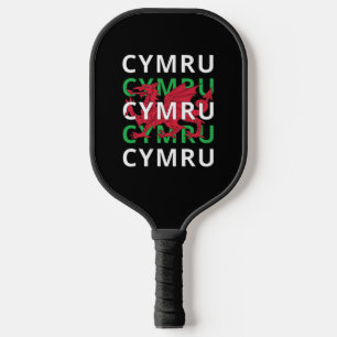 Red Welsh Dragon Cymru Wiederholung Text Wales Roo Pickleball Schläger