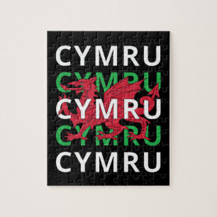Red Welsh Dragon Cymru Wiederholung Text Wales Roo Puzzle