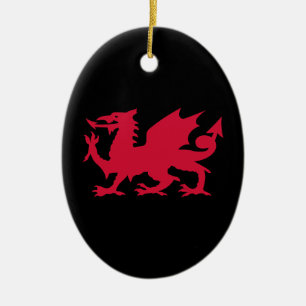 Red Welsh Dragon Keramik Ornament