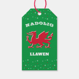 Red Welsh Dragon Merry Christmas Nadolig Llawen Geschenkanhänger