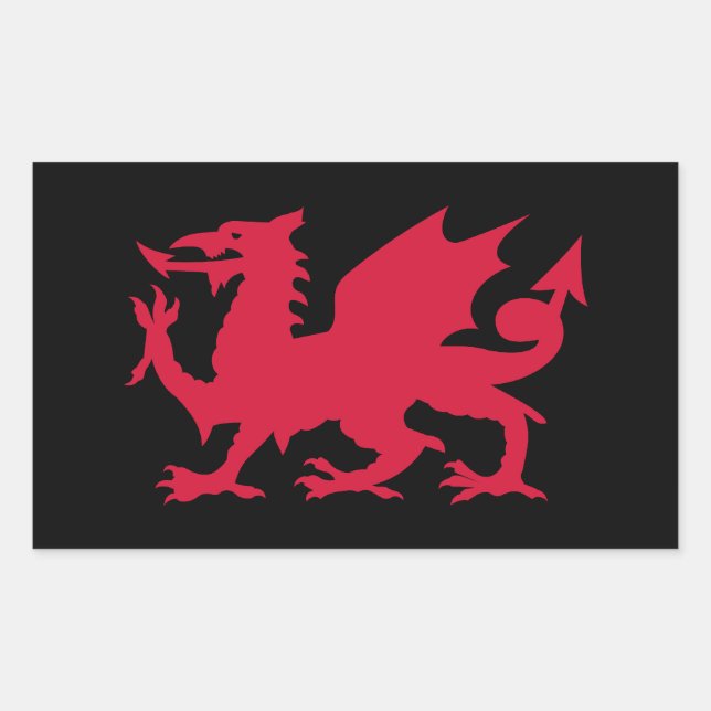 Red Welsh Dragon Rechteckiger Aufkleber (Vorderseite)
