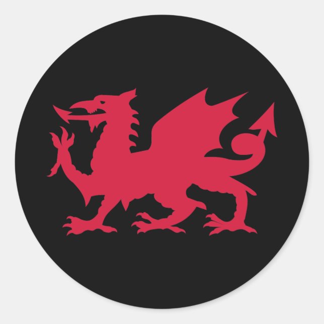 Red Welsh Dragon Runder Aufkleber (Vorderseite)