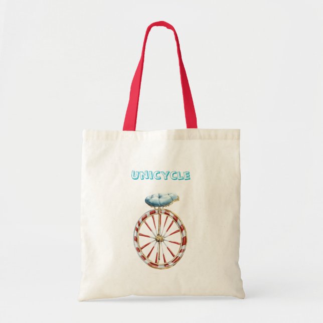 Red Wheel Unicycle Blue Seat Tragetasche (Vorne)