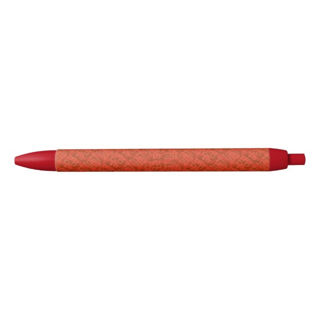 Red Whimsical Abstract Geometric Kugelschreiber (Vorderseite)
