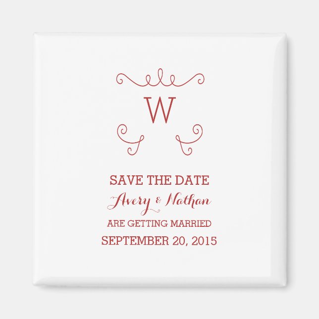 Red Whimsical Blüh Save the Date Magnet (Vorne)