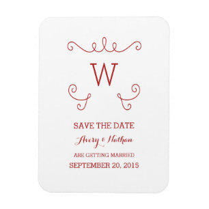 Red Whimsical Blüh Save the Date Magnet