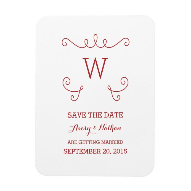 Red Whimsical Blüh Save the Date Magnet (Vertikal)