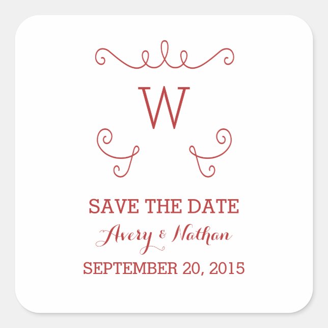 Red Whimsical Blühte Save the Date Stickers (Vorderseite)