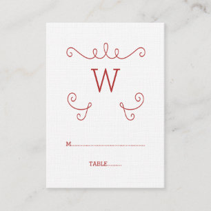 Red Whimsical Geblüht Monogramm-Platzkarte Platzkarte