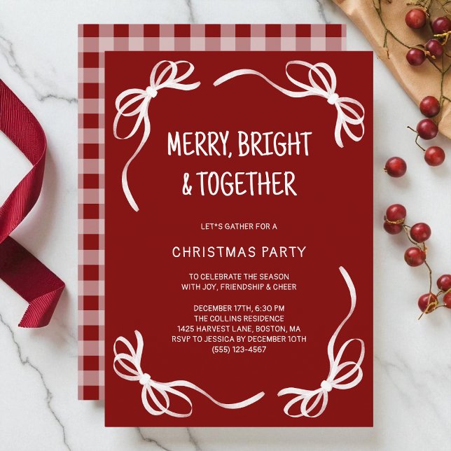Red Whimsical Hand Drawn Friends Weihnachts-Party Einladung (Red Whimsical Hand Drawn Friends Christmas Party Invitation)