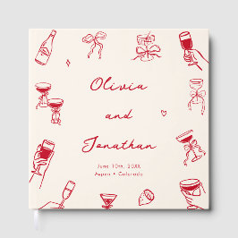 Red Whimsical Hand Drawn Wedding Gästebuch