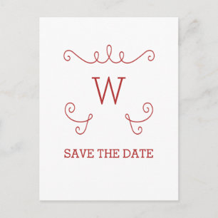 Red Whimsical Save the Date Postcard Geblüht Ankündigungspostkarte