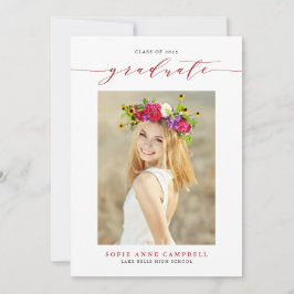 Red Whimsical Script 2022 Foto Abschluss Ankündigung