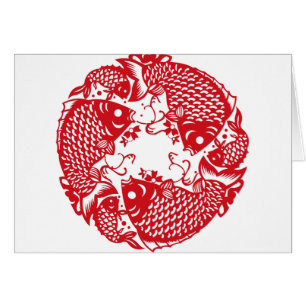 Red Whirling Koi Carp Fish Group