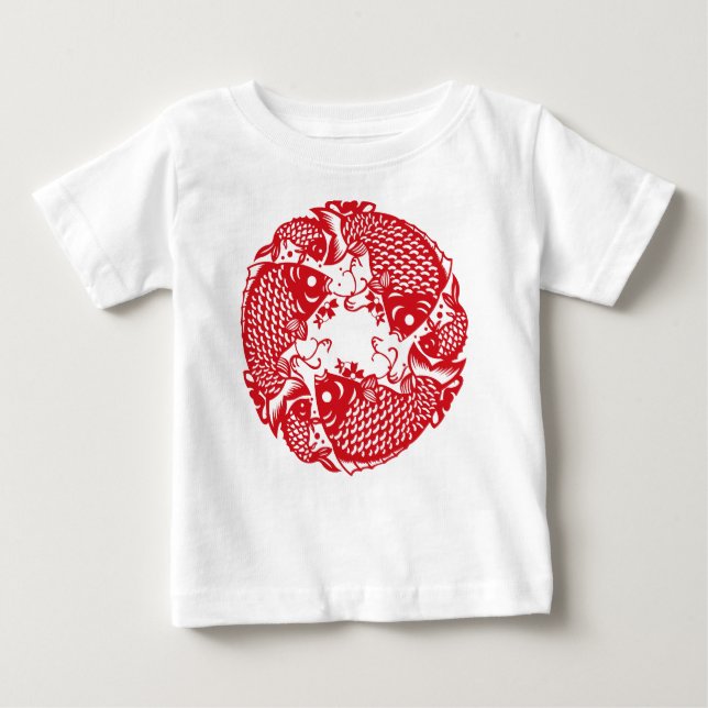 Red Whirling Koi Carp Fish Group Baby Tutu B Baby T-shirt (Vorderseite)