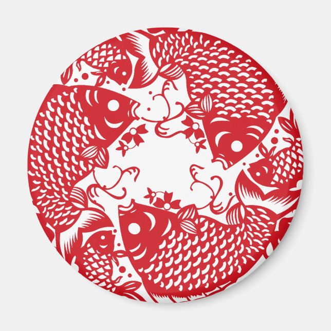 Red Whirling Koi Carp Fish Group Custom Magnet (Vorne)
