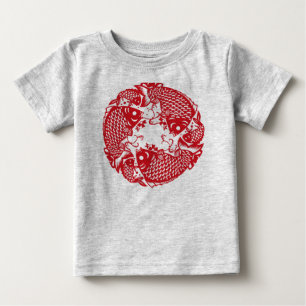 Red Whirling Koi Carpe Fish Group Baby Bodysuit T-shirt