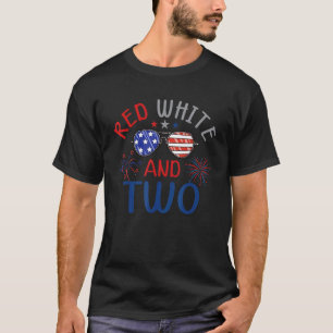 Red White 2. Geburtstag 4. Juli Feuerwerk Ki T-Shirt