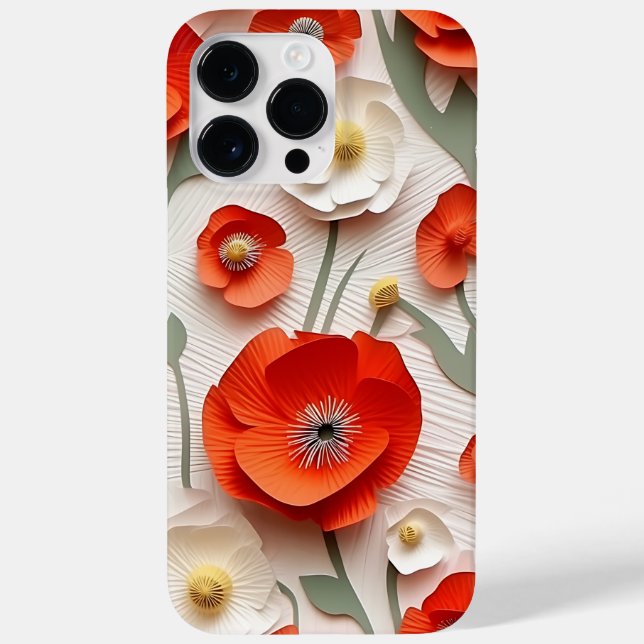 RED WHITE 3-D SEHEN POPPONE ANEMONE BLUME Case-Mate iPhone HÜLLE (Rückseite)