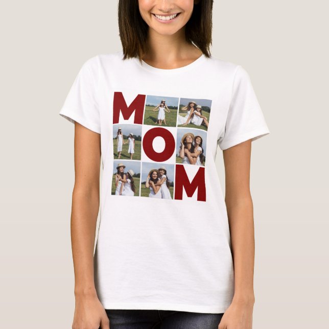 Red & White 6 Foto Collage Mama Frauen T-Shirt (Vorderseite)