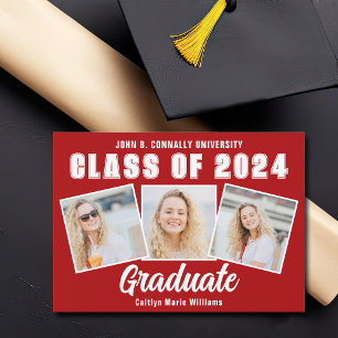 Red White Abschluss Foto Collage 2025 Graduate Ankündigung