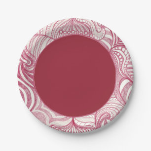 Red White Abstrakt Zeichnend Circle Paper Teller