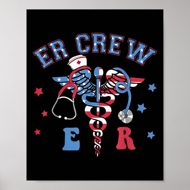 Red White & amp; Blue Er Crew Funny Nurgency Emerg Poster (Vorne)