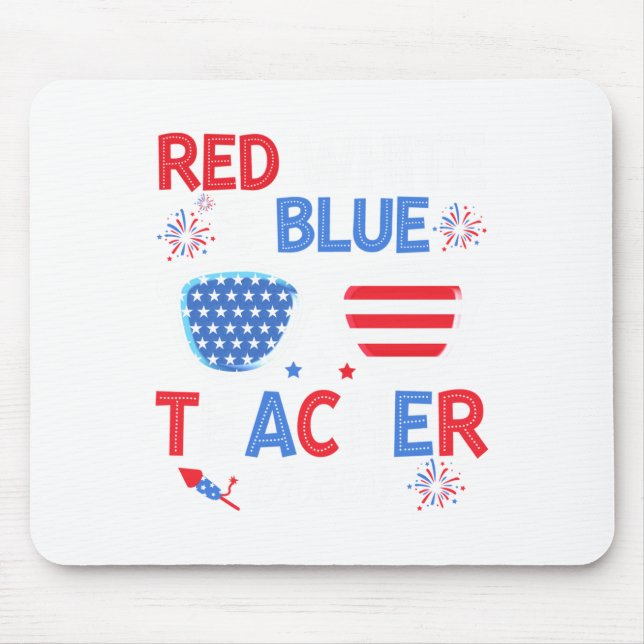 Red White &amp; Blue Teacher Crew 4. Juli Sung Mousepad (Vorne)