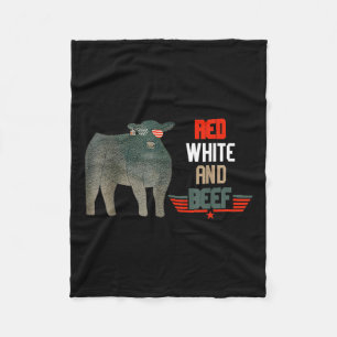 Red White and Beef Vintage US-Flagge 4. Juli Fu. Fleecedecke