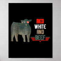 Red White and Beef Vintage US-Flagge 4. Juli Fu.