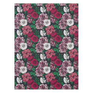 Red, white and bi-color Roses with green leaves Tischdecke