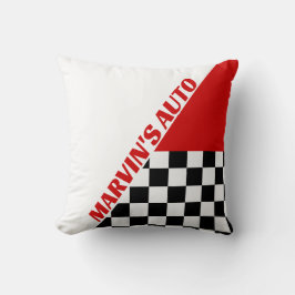 Red White and Black Checkerd Racing Thema und Name Kissen