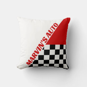 Red White and Black Checkerd Racing Thema und Name Kissen
