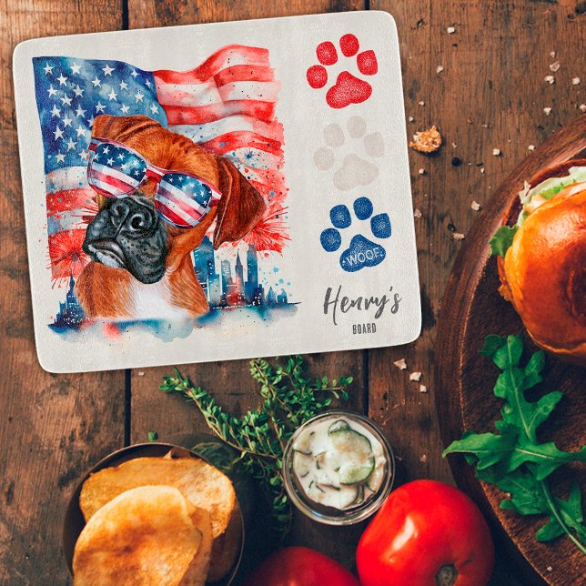 Red White and Blue 4. Juli Boxer American Flag Schneidebrett (Von Creator hochgeladen)