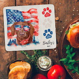 Red White and Blue 4. Juli Brown Dackel Hund Schneidebrett