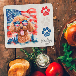 Red White and Blue 4. Juli Funny Poodle Dog Schneidebrett